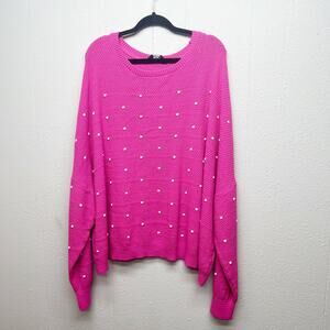 LTS Barbiecore Party Event Casual Womens Pullover Knit Sweater Size 22-24 Tall